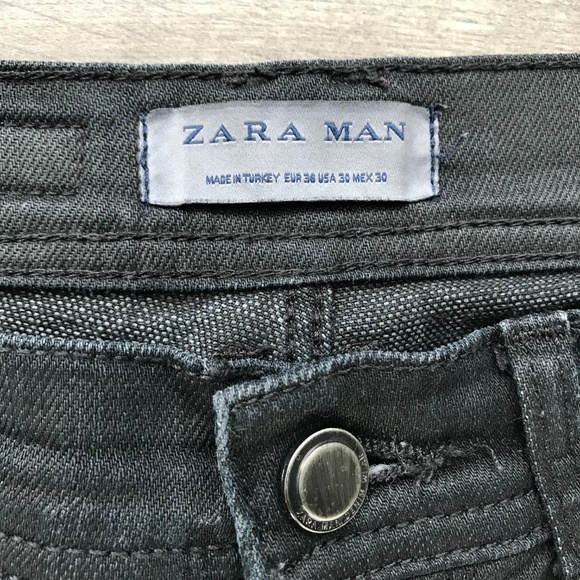 ZARA Man Black Waxed Feel Skinny Jeans - Picture 5 of 7